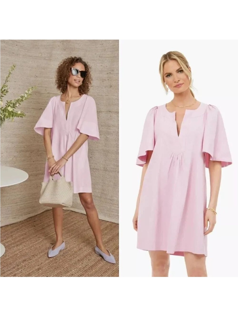 Tuckernuck Pomander Place Pink Finley Flutter Sleeve Mini Dress Small